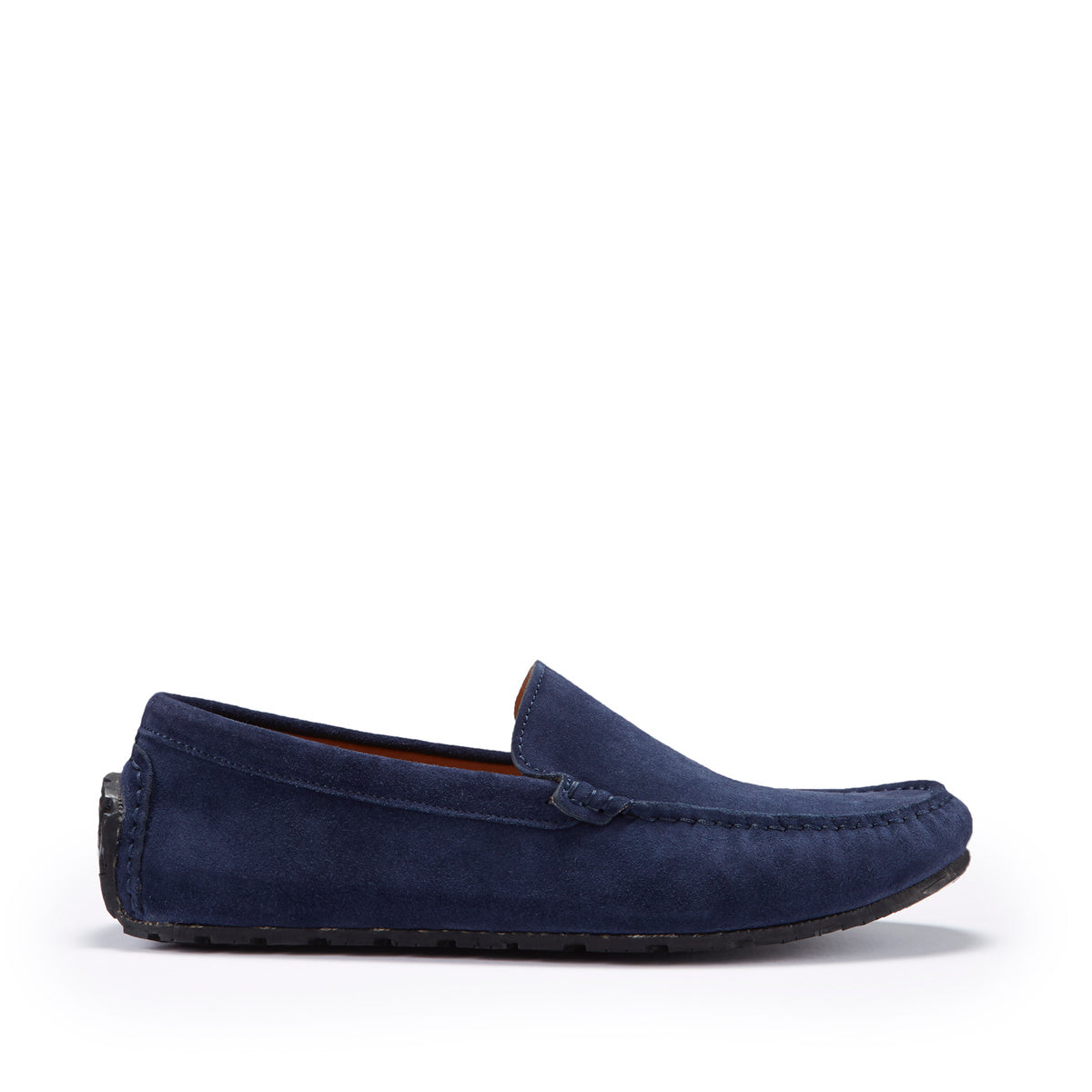 Mockasinloafers med däckmönstrad sula, marinblå mocka