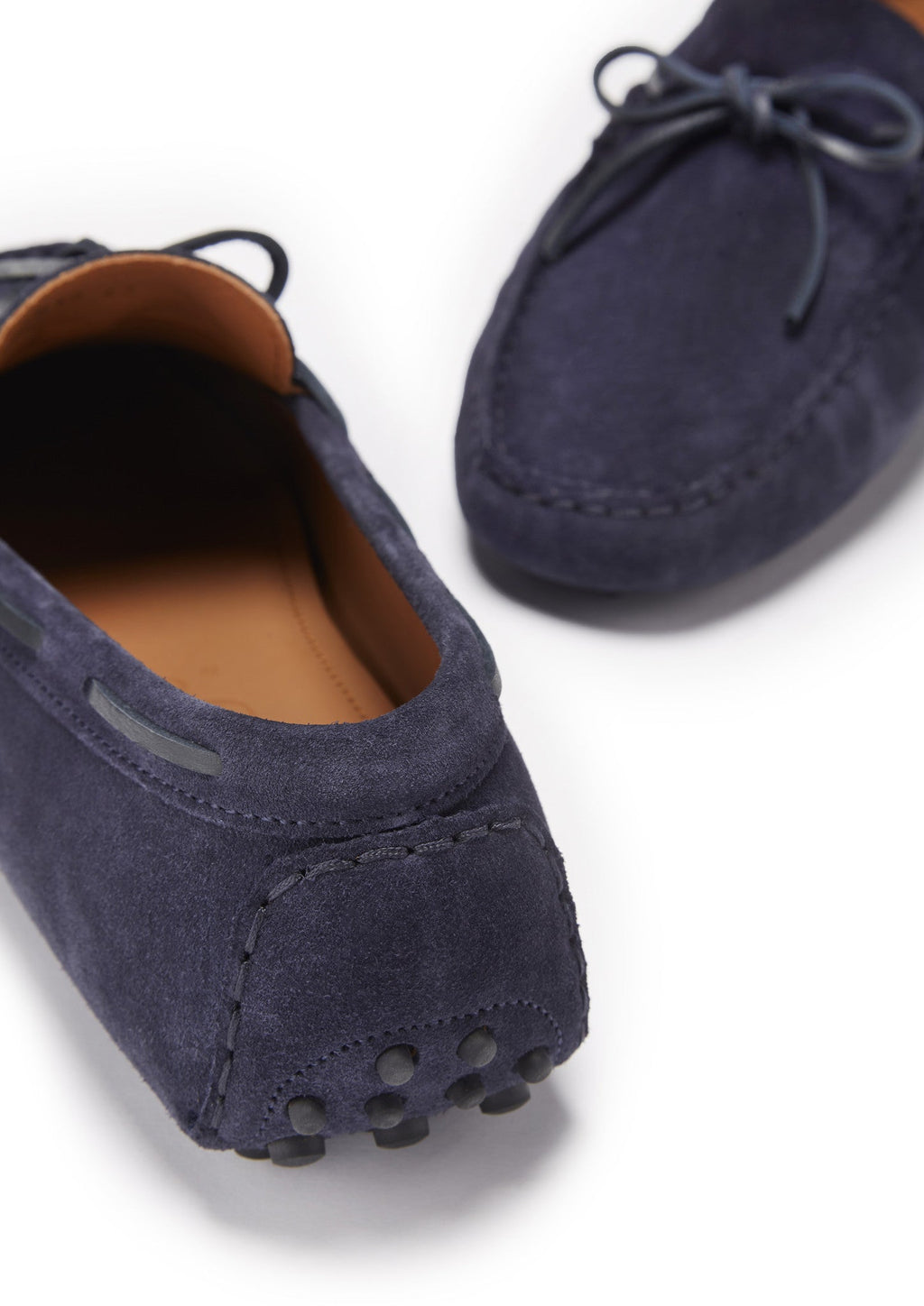 Laced Driving Loafers, Navy Blue Suede