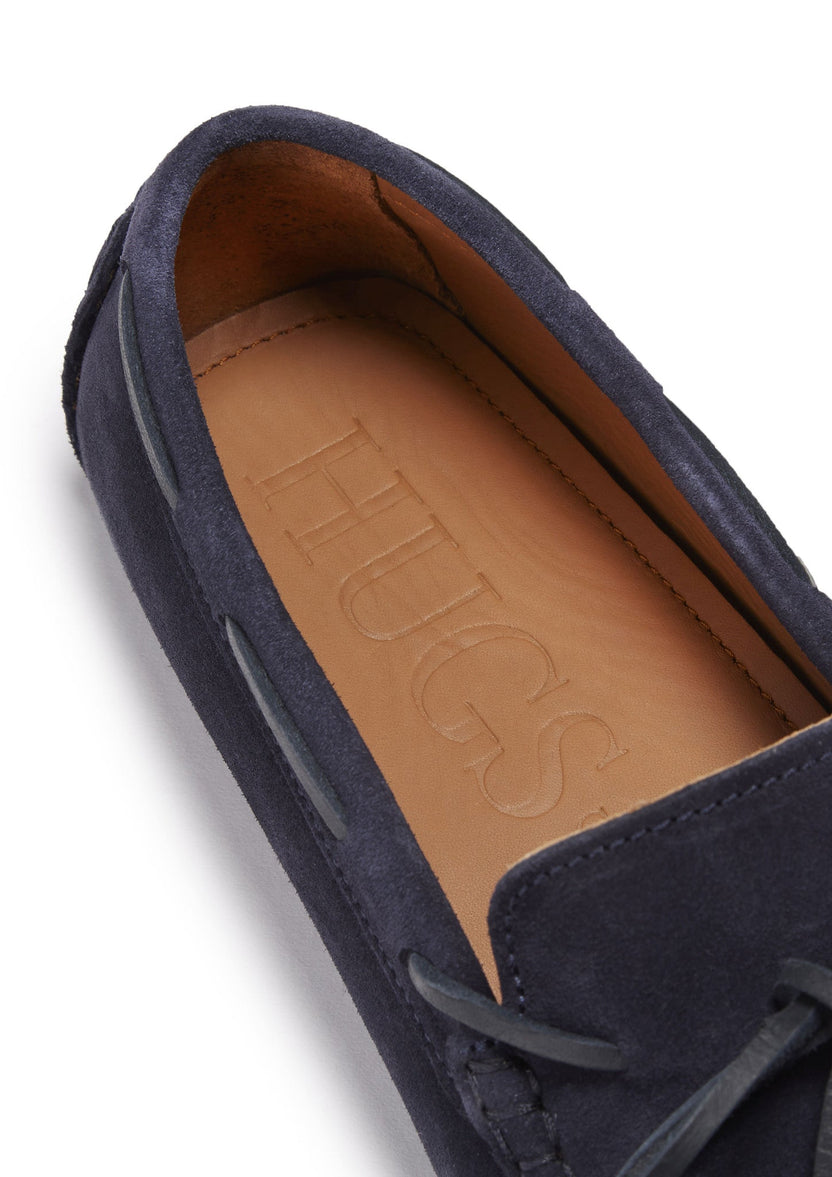 Snörade loafers, marinblå mocka