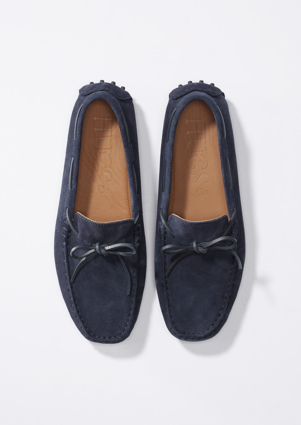 Laced Driving Loafers, Navy Blue Suede