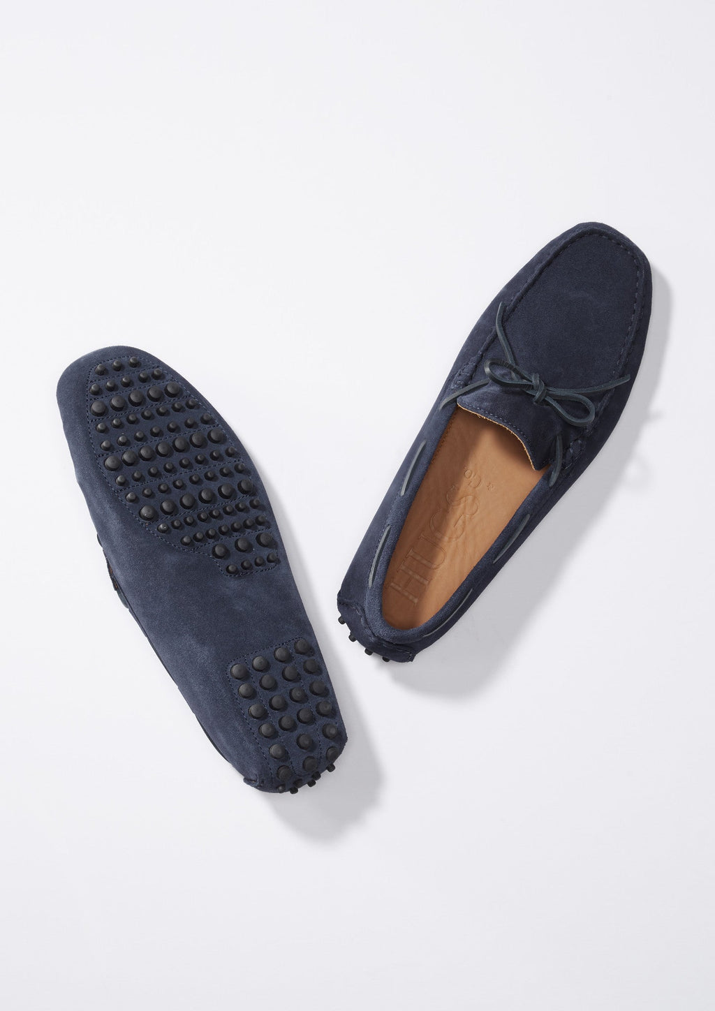 Laced Driving Loafers, Navy Blue Suede