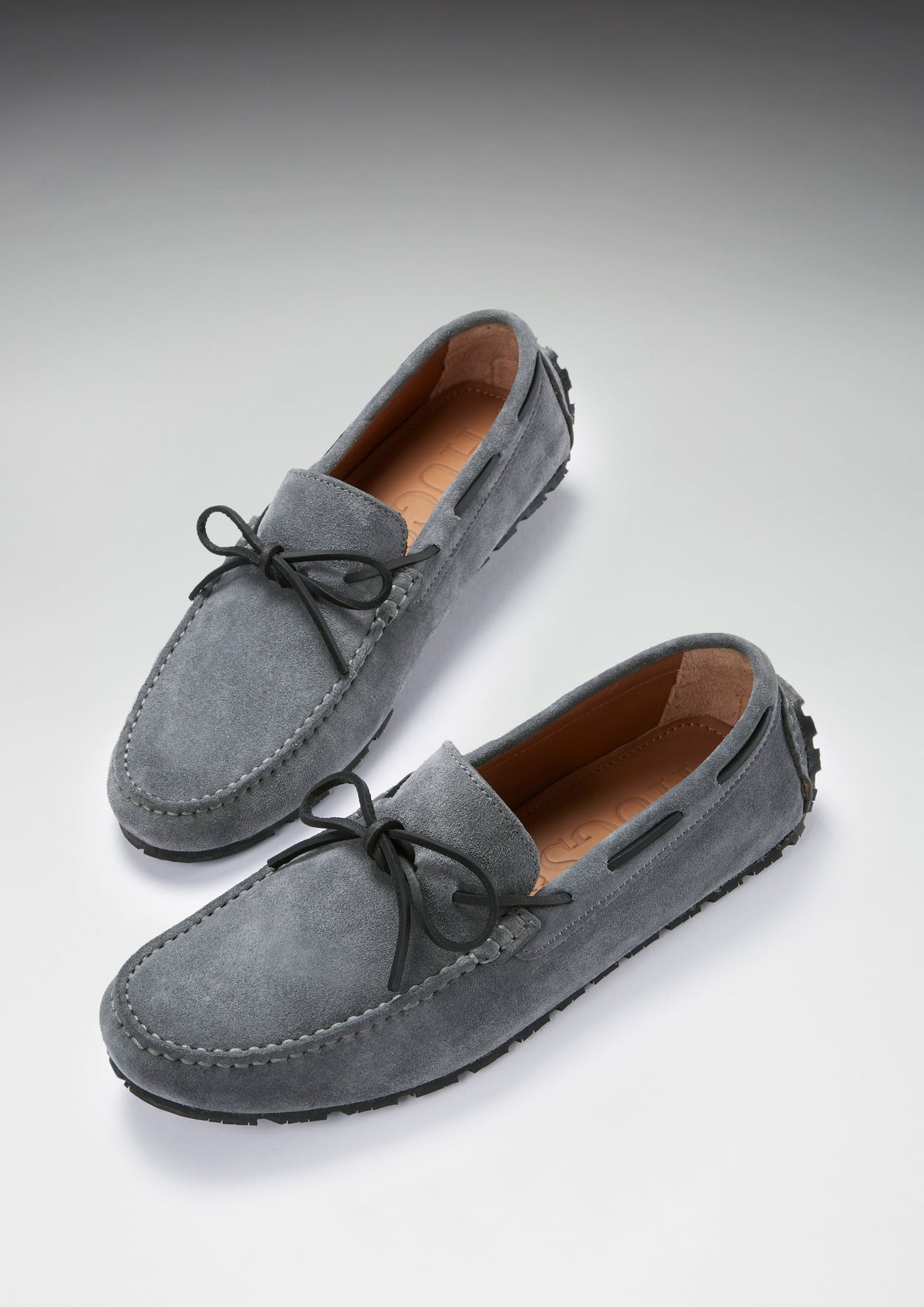 Tyre Sole Laced Driving Loafers, Slate Grey Suede