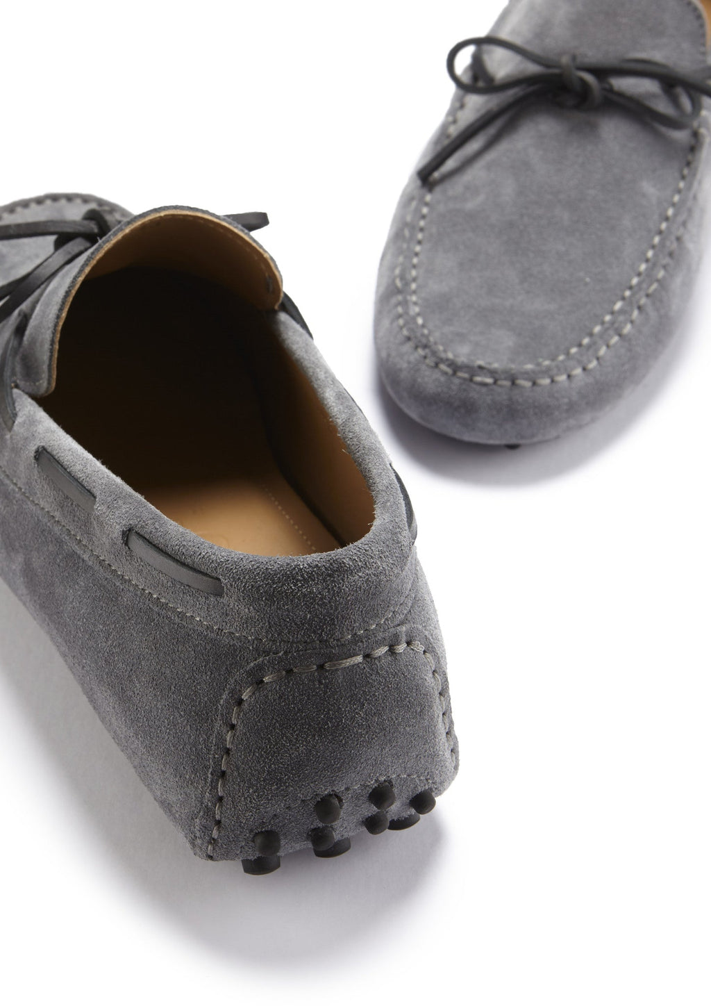 Laced Driving Loafers, Slate Grey Suede
