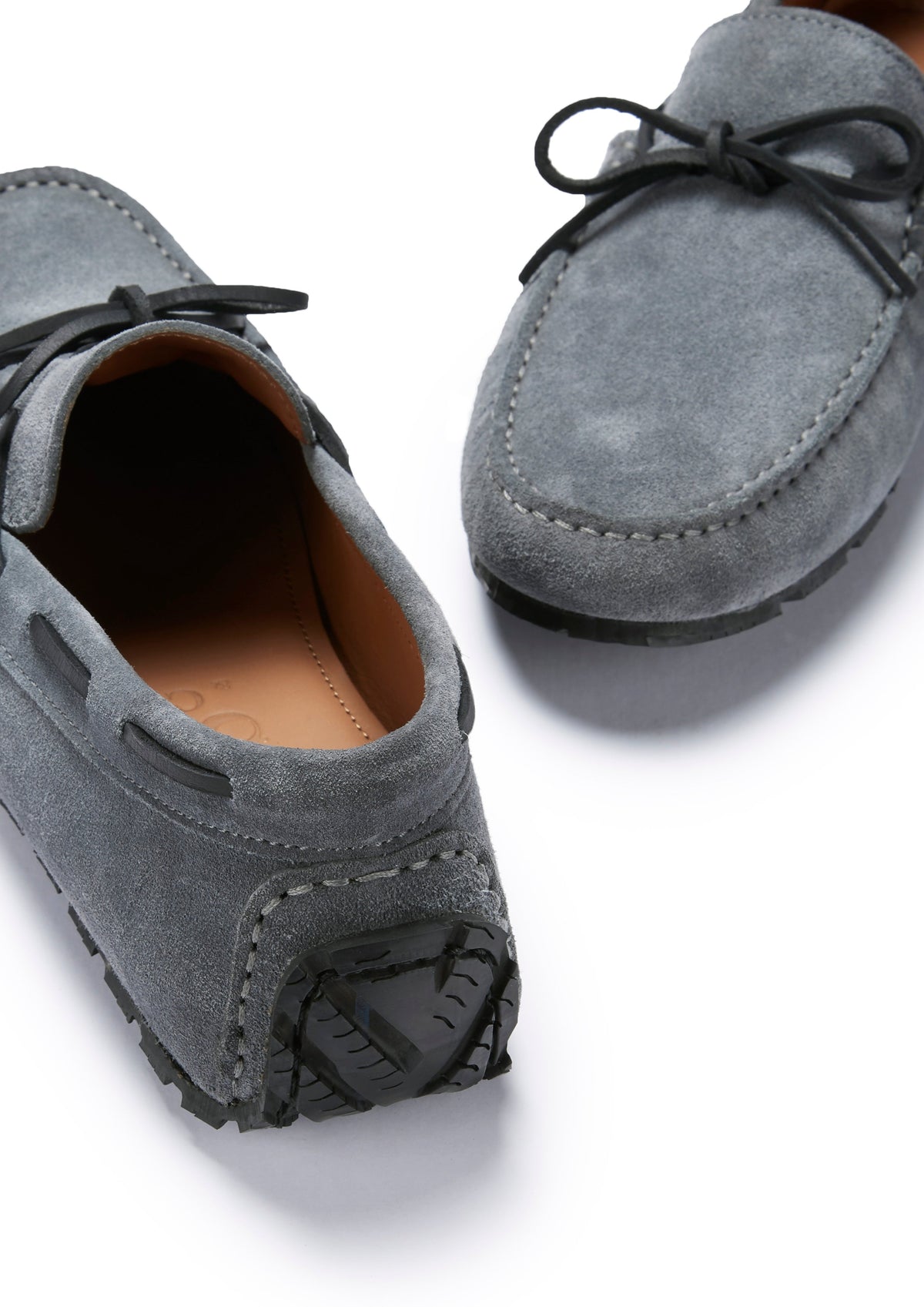Tyre Sole Laced Driving Loafers, Slate Grey Suede