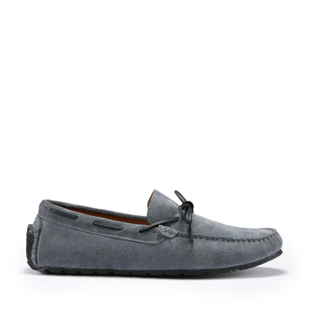 Tyre Sole Laced Driving Loafers, Slate Grey Suede