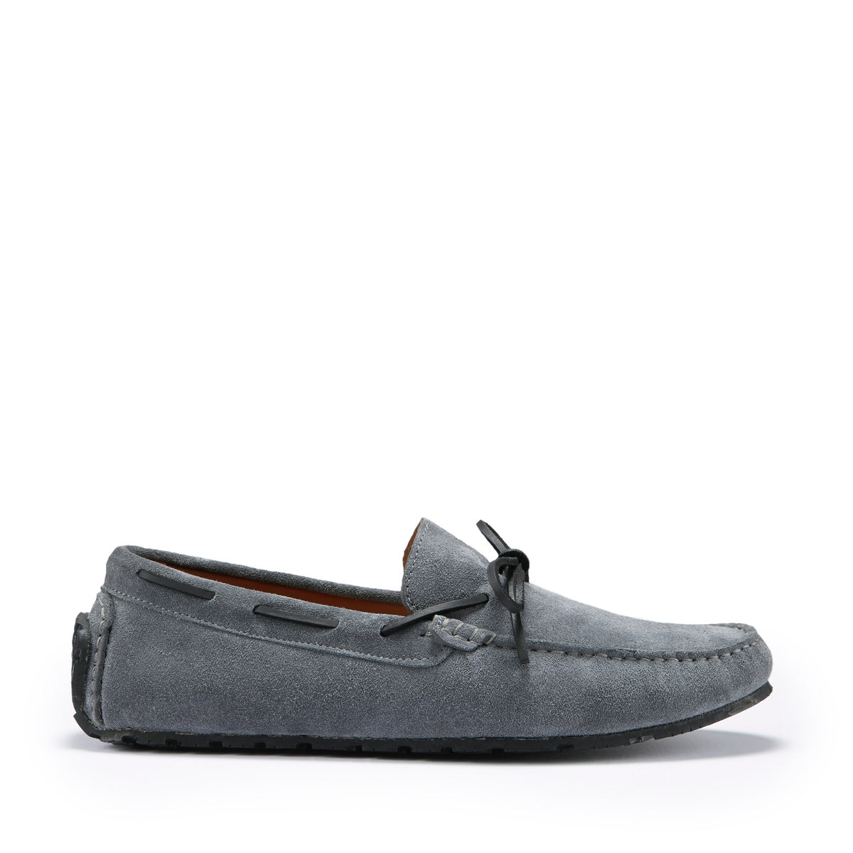 Tyre Sole Laced Driving Loafers, Slate Grey Suede