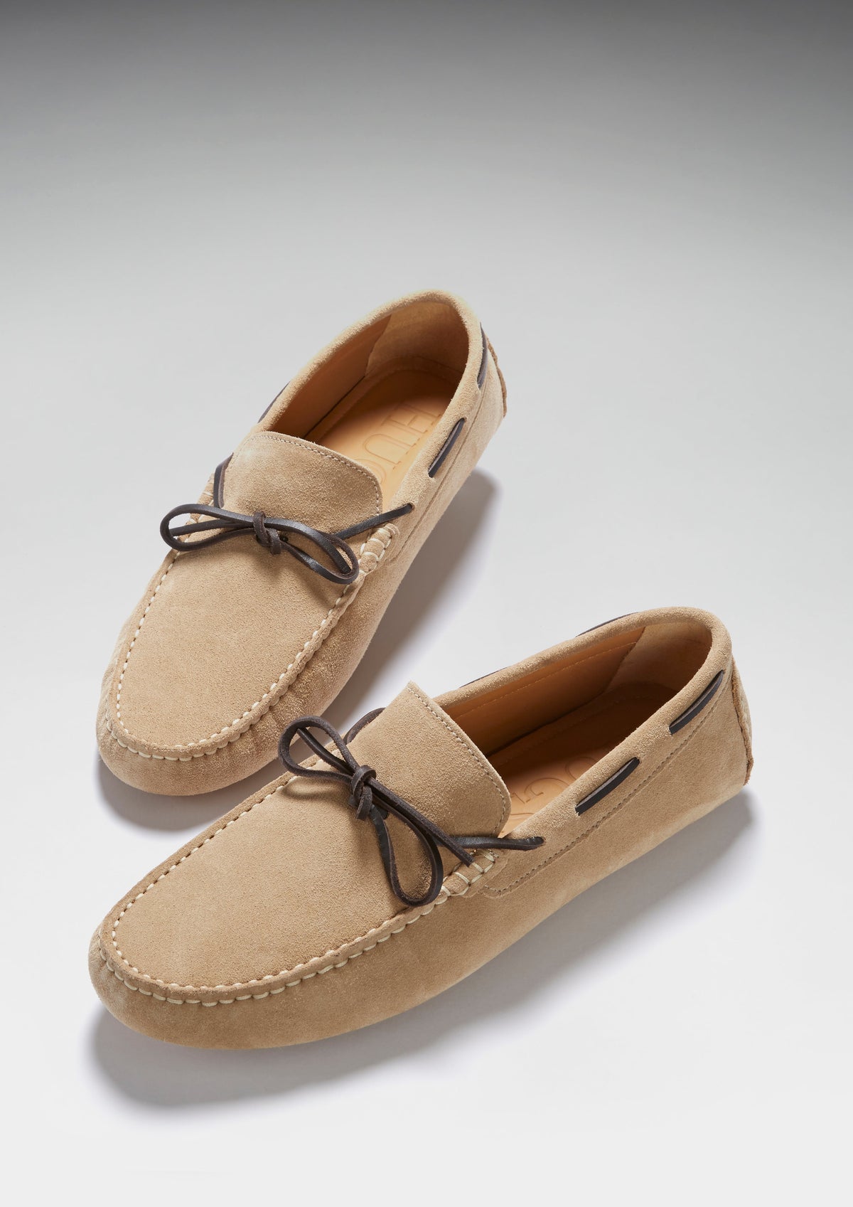 Mocasines de conducir con cordones, ante color topo