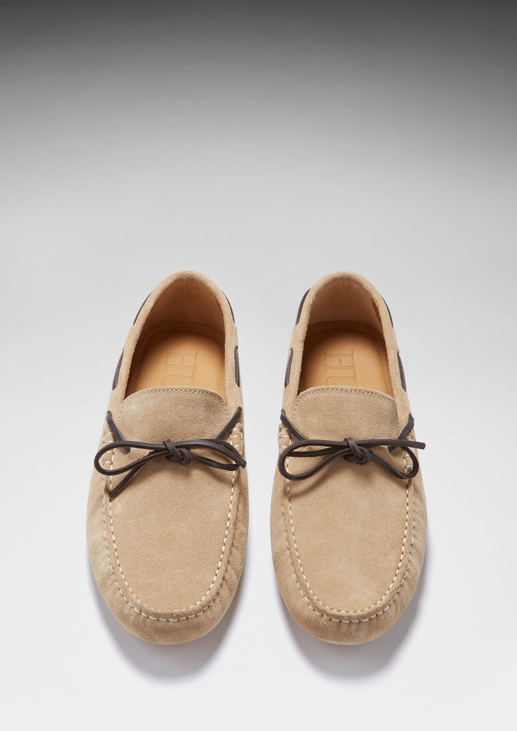 Mocasines de conducir con cordones, ante color topo