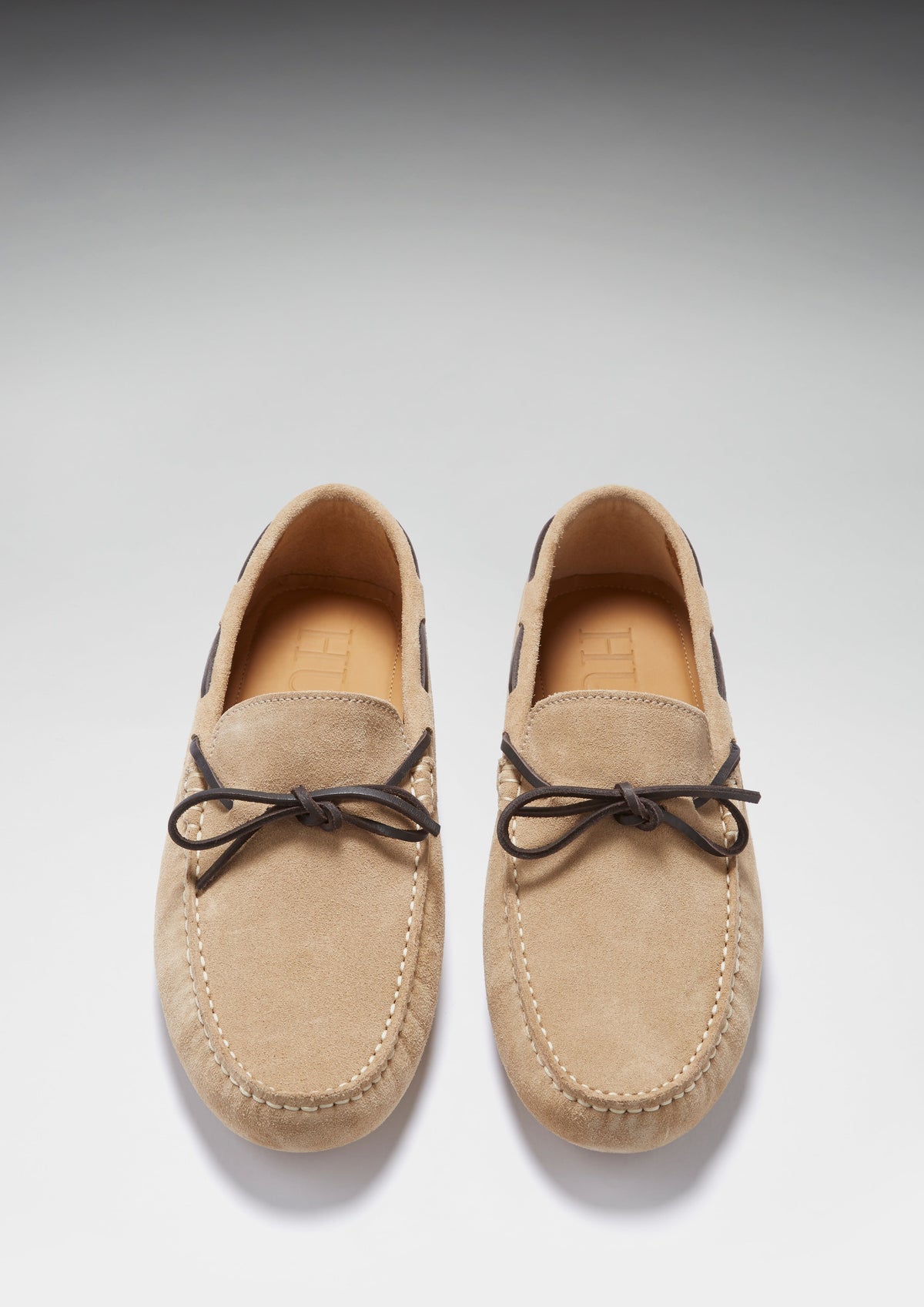 Mocasines de conducir con cordones, ante color topo
