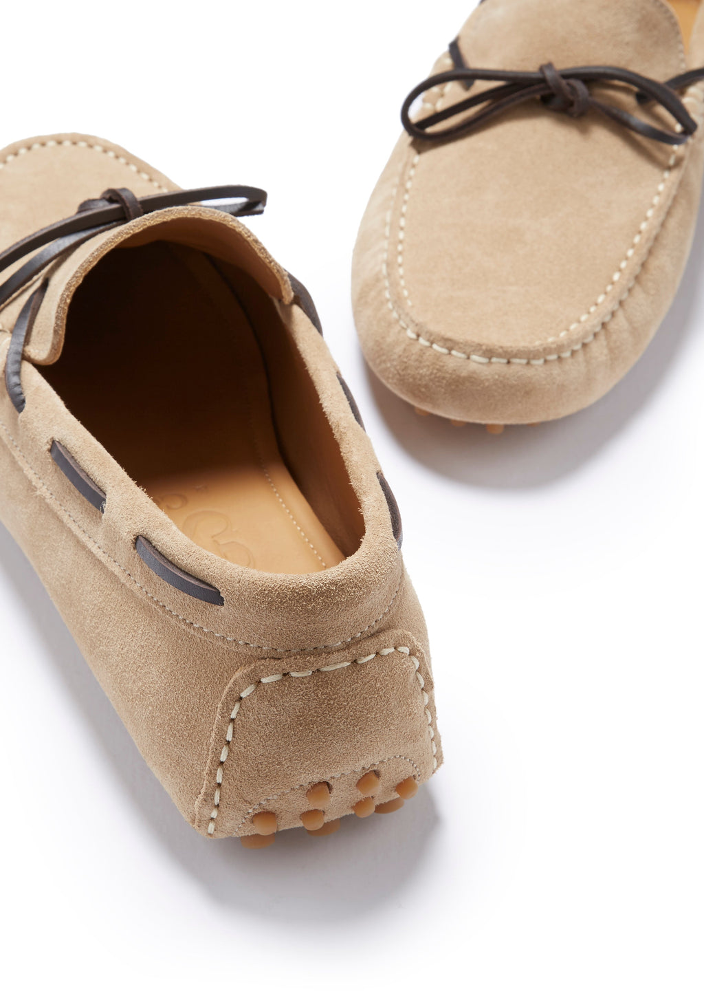Mocasines de conducir con cordones, ante color topo