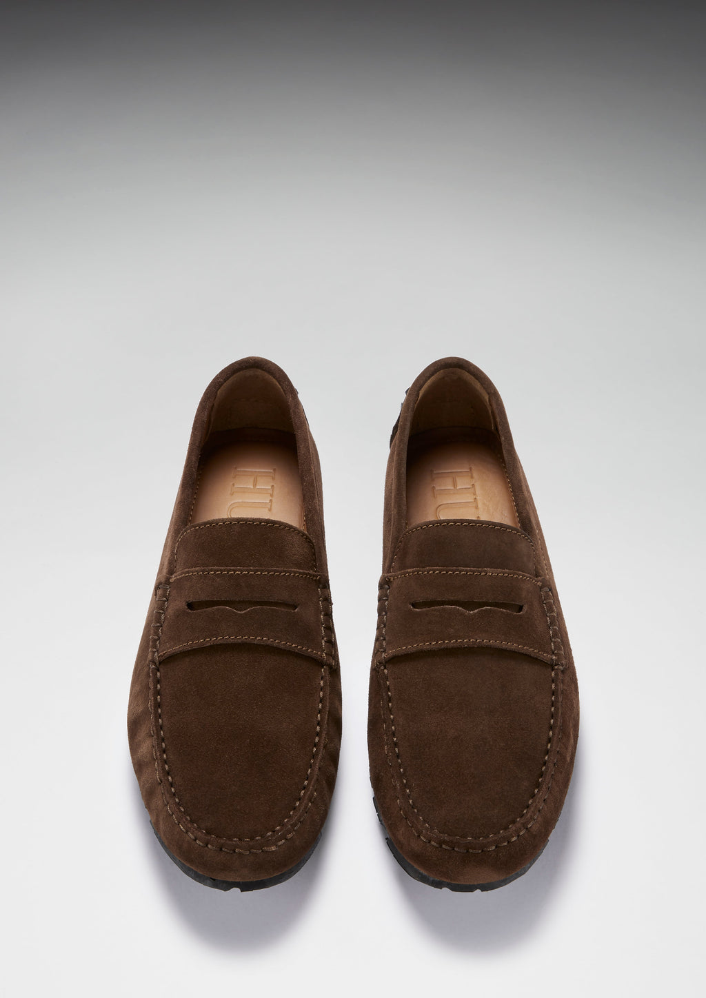 Tyre Sole Penny Driving Loafers, Brown Suede