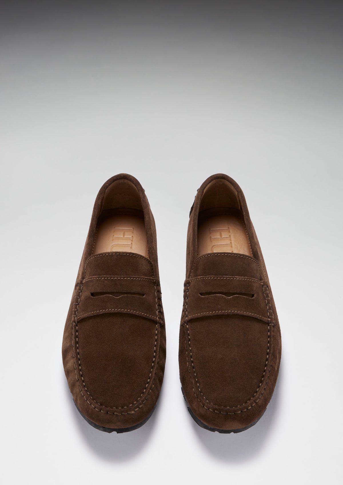 Tyre Sole Penny Driving Loafers, Brown Suede