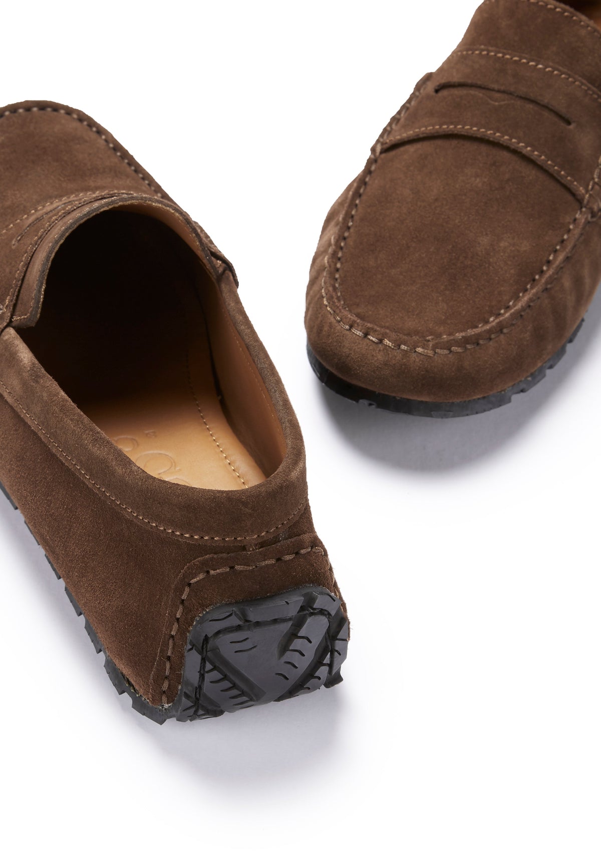 Tyre Sole Penny Driving Loafers, Brown Suede