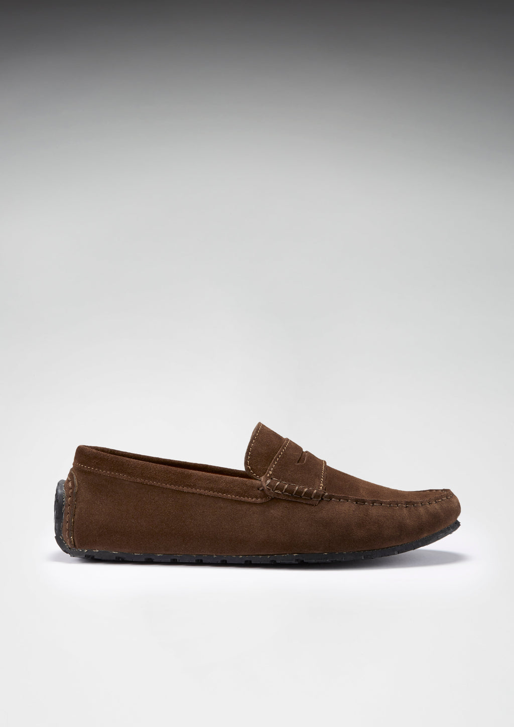 Tyre Sole Penny Driving Loafers, Brown Suede