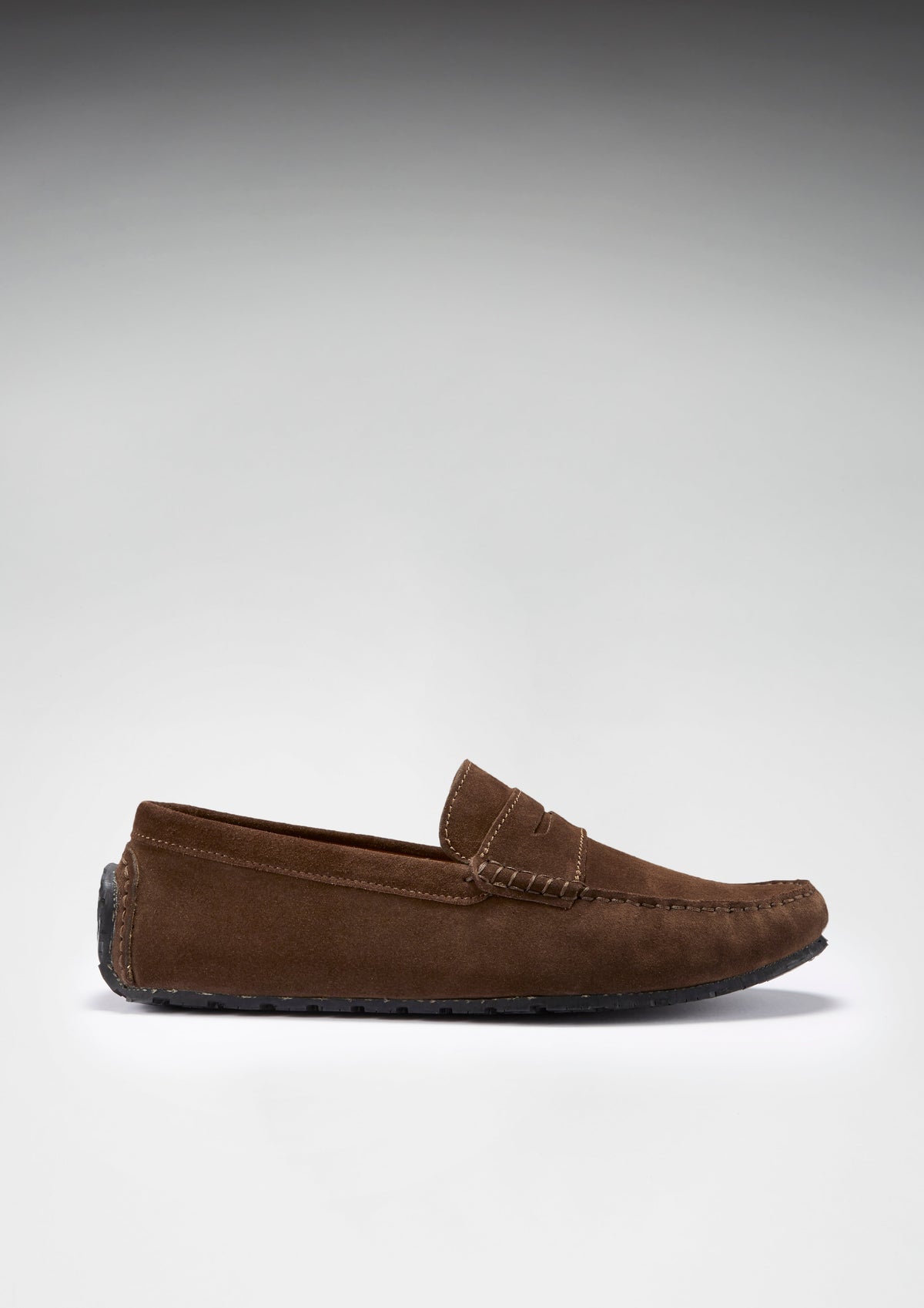Tyre Sole Penny Driving Loafers, Brown Suede