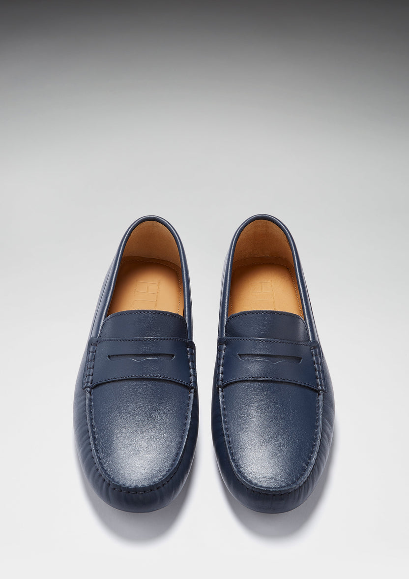 Penny Loafers, mörkblått läder