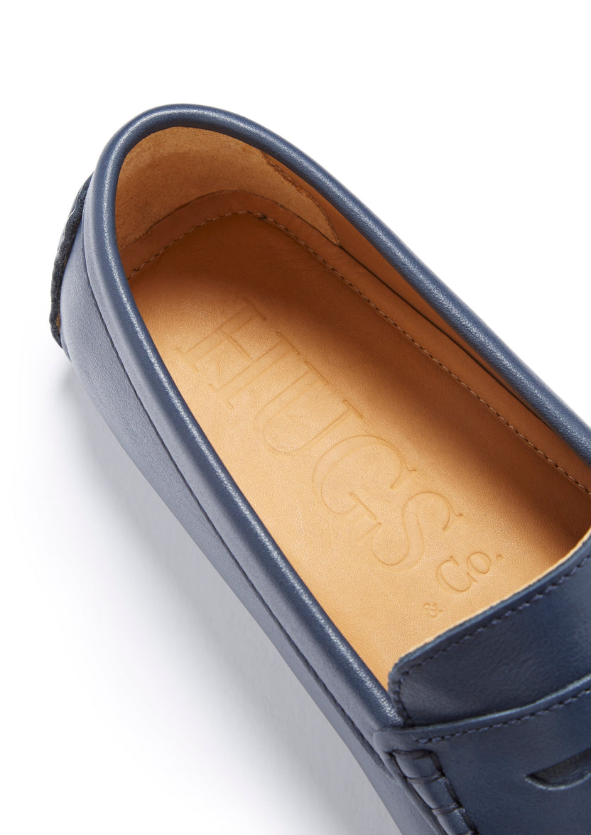Penny Loafers, mörkblått läder