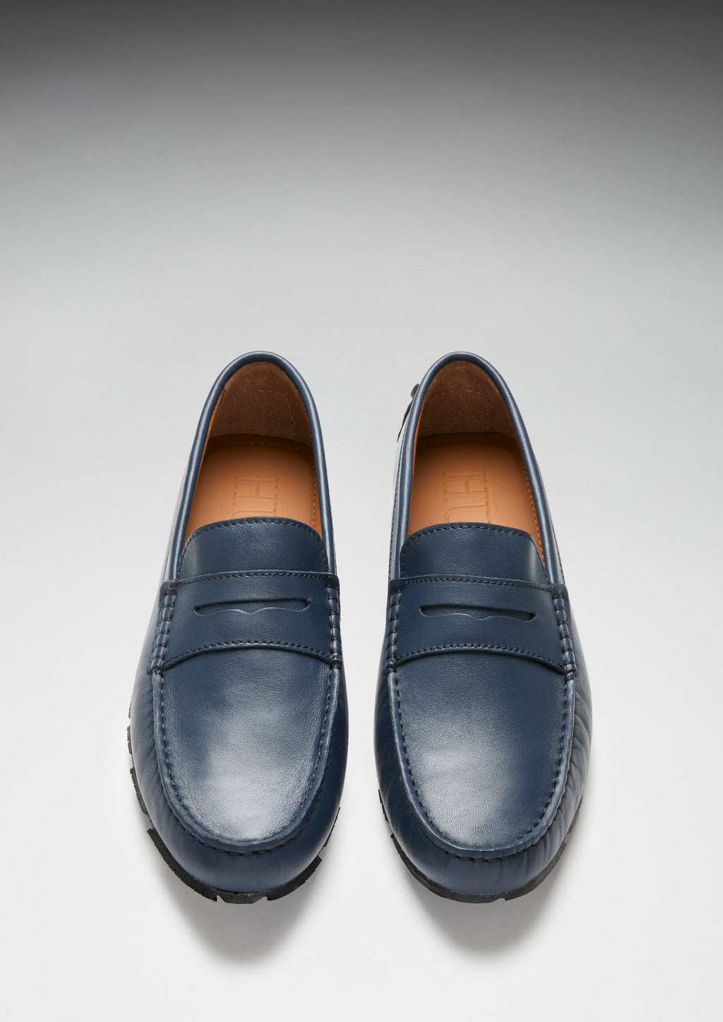 Tyre Sole Penny Driving Loafers, French Navy Leather