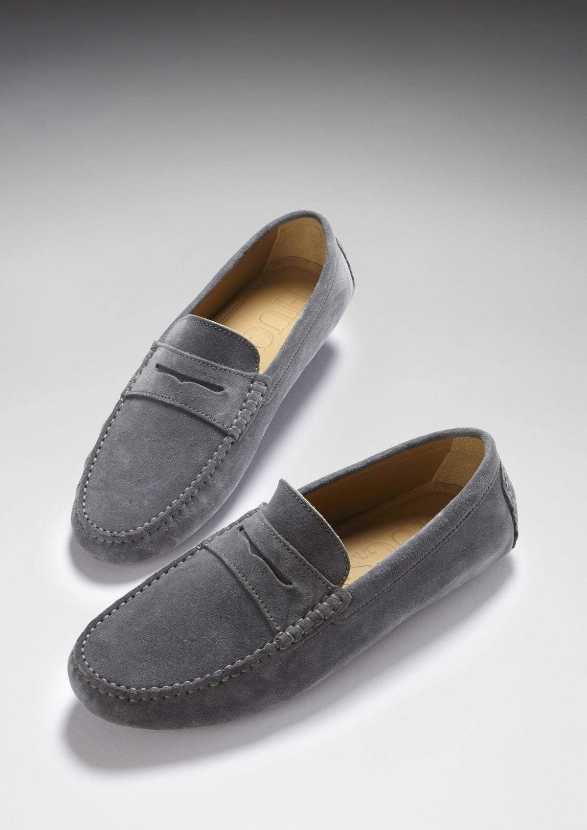 Penny Driving Loafers, Slate Grey Suede