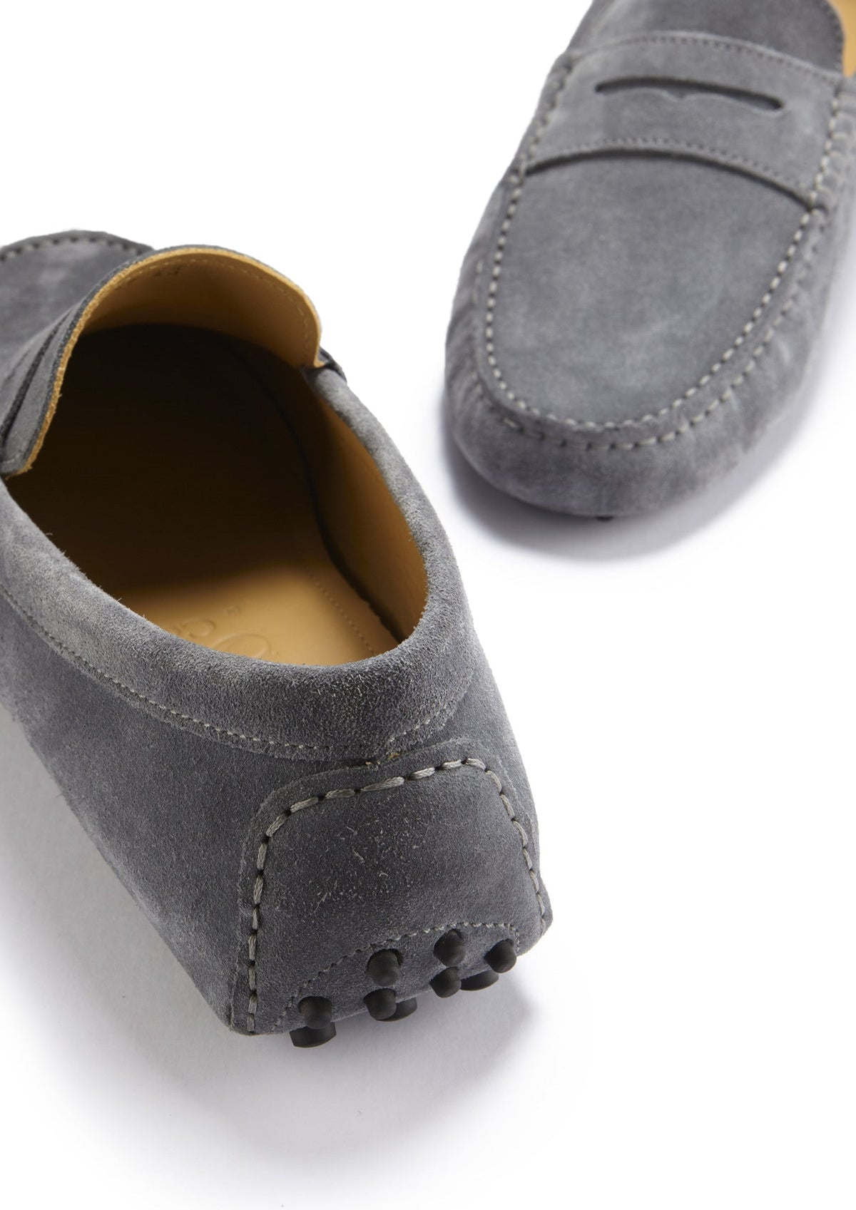 Penny Driving Loafers, Slate Grey Suede