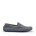Mocasines de conducción tipo penny con suela de neumático, ante gris pizarra
