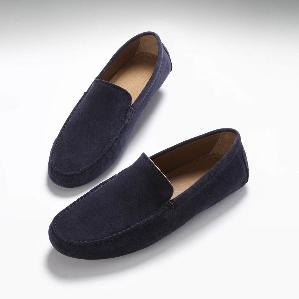 Mocasines de conducir, ante azul marino