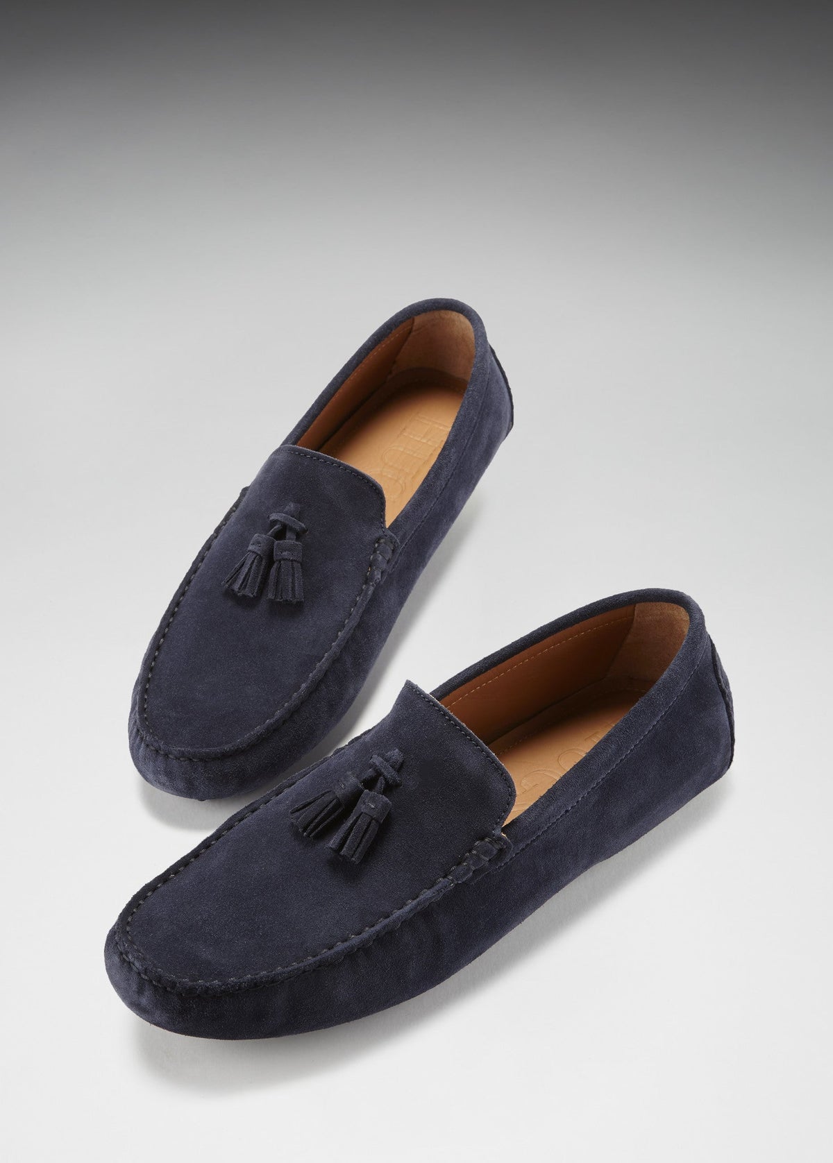 Mocasines de conducción con borlas, ante azul marino