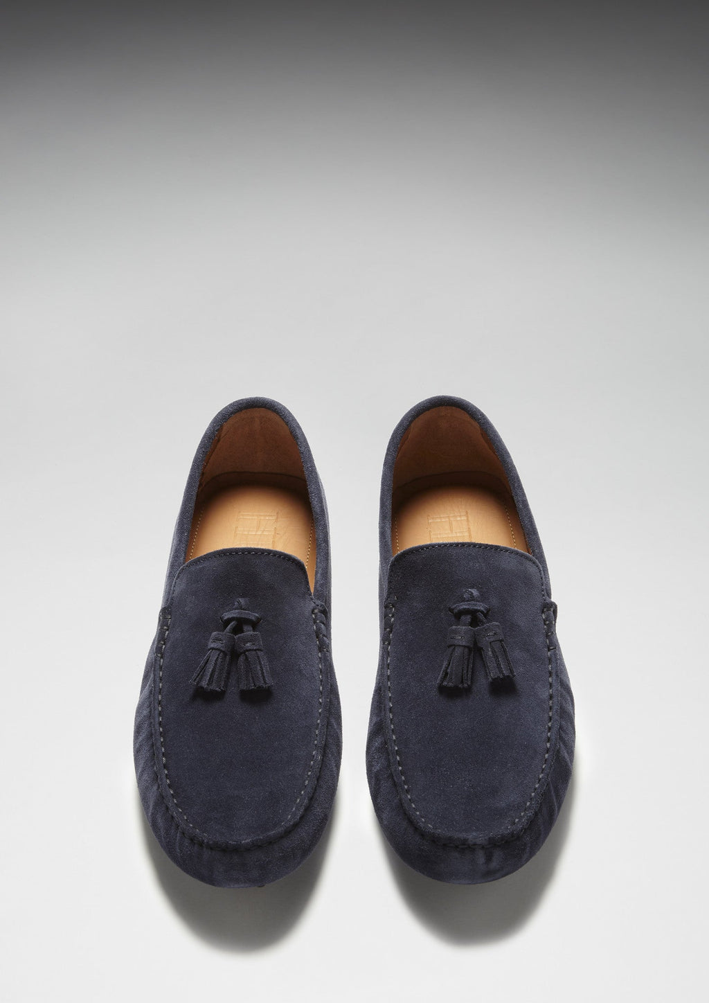 Mocasines de conducción con borlas, ante azul marino