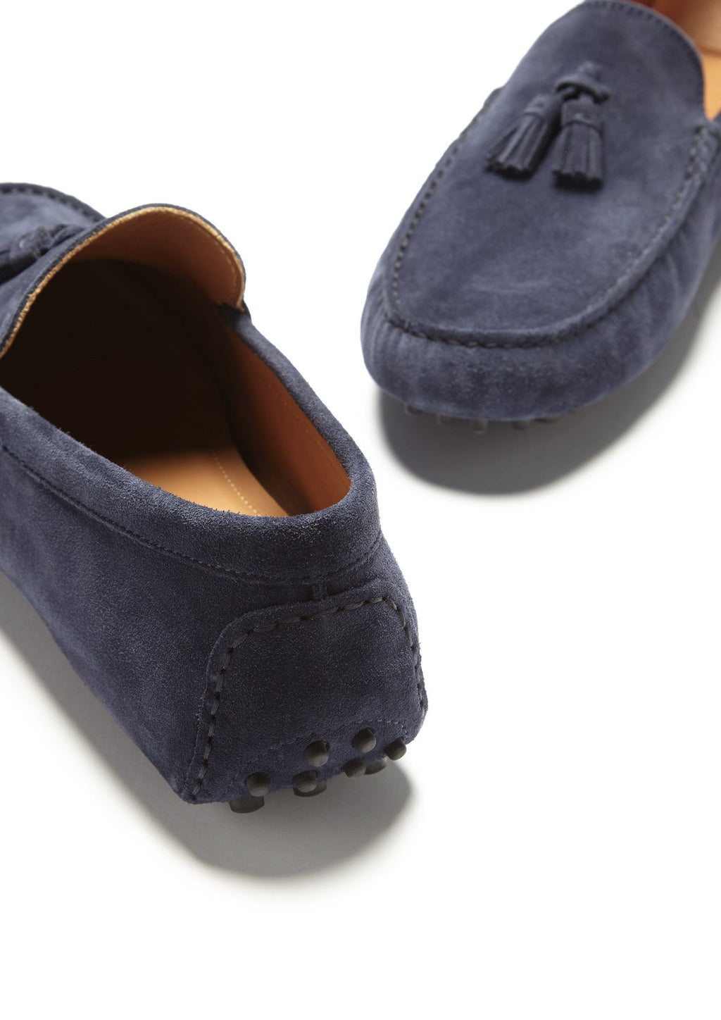 Mocasines de conducción con borlas, ante azul marino