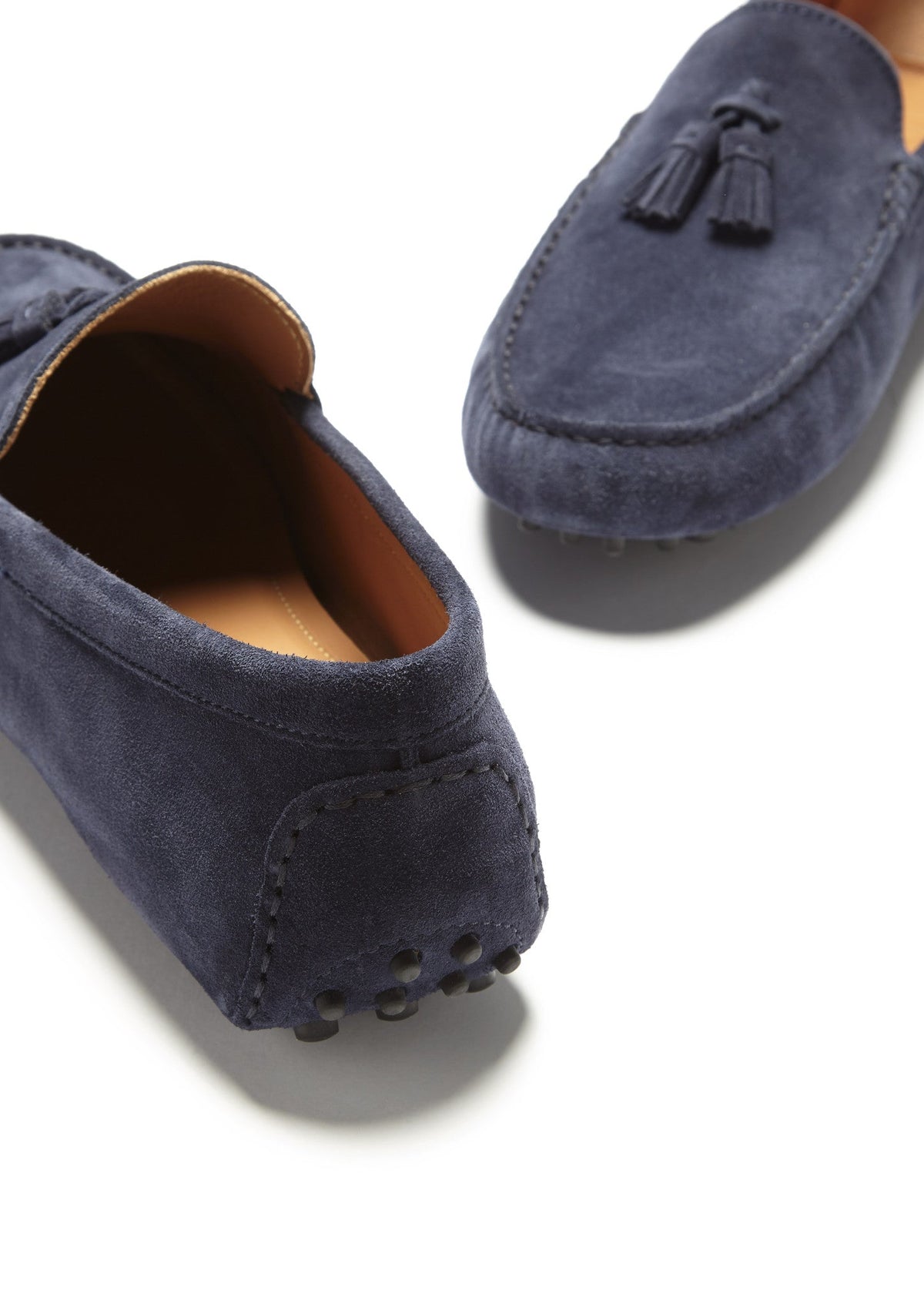 Mocasines de conducción con borlas, ante azul marino