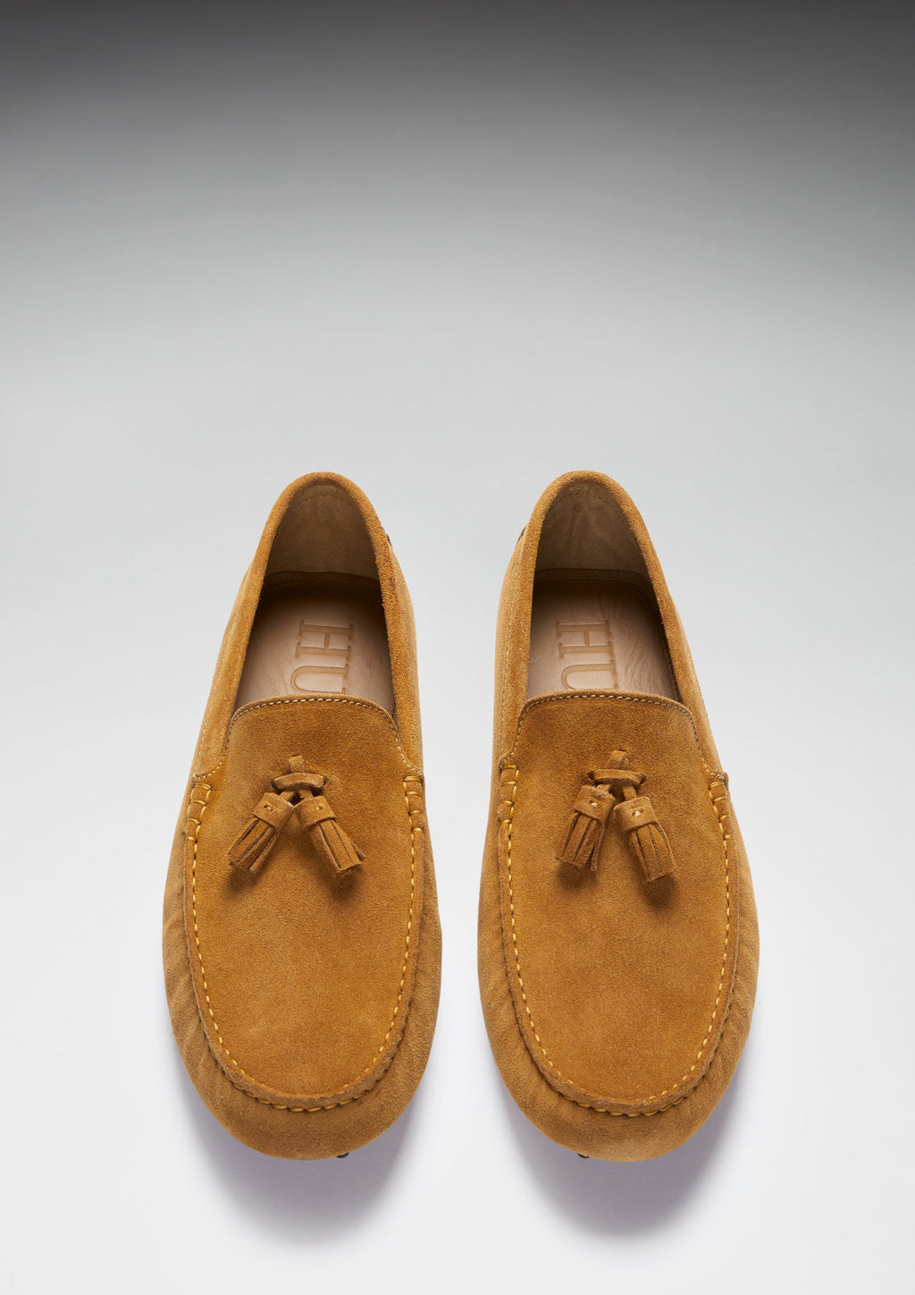 Tasselled Driving Loafers, Tobacco Suede