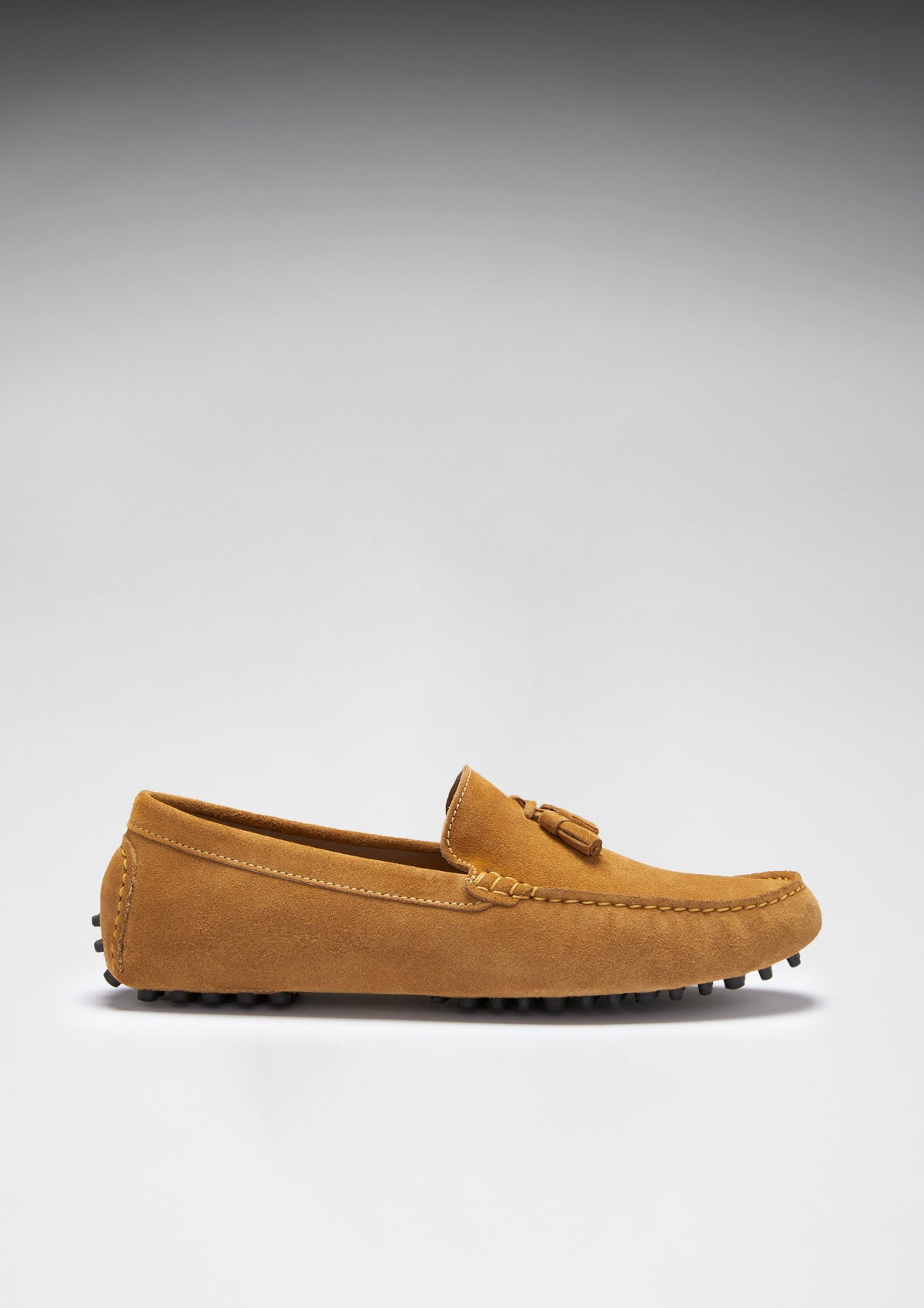Tasselled Driving Loafers, Tobacco Suede