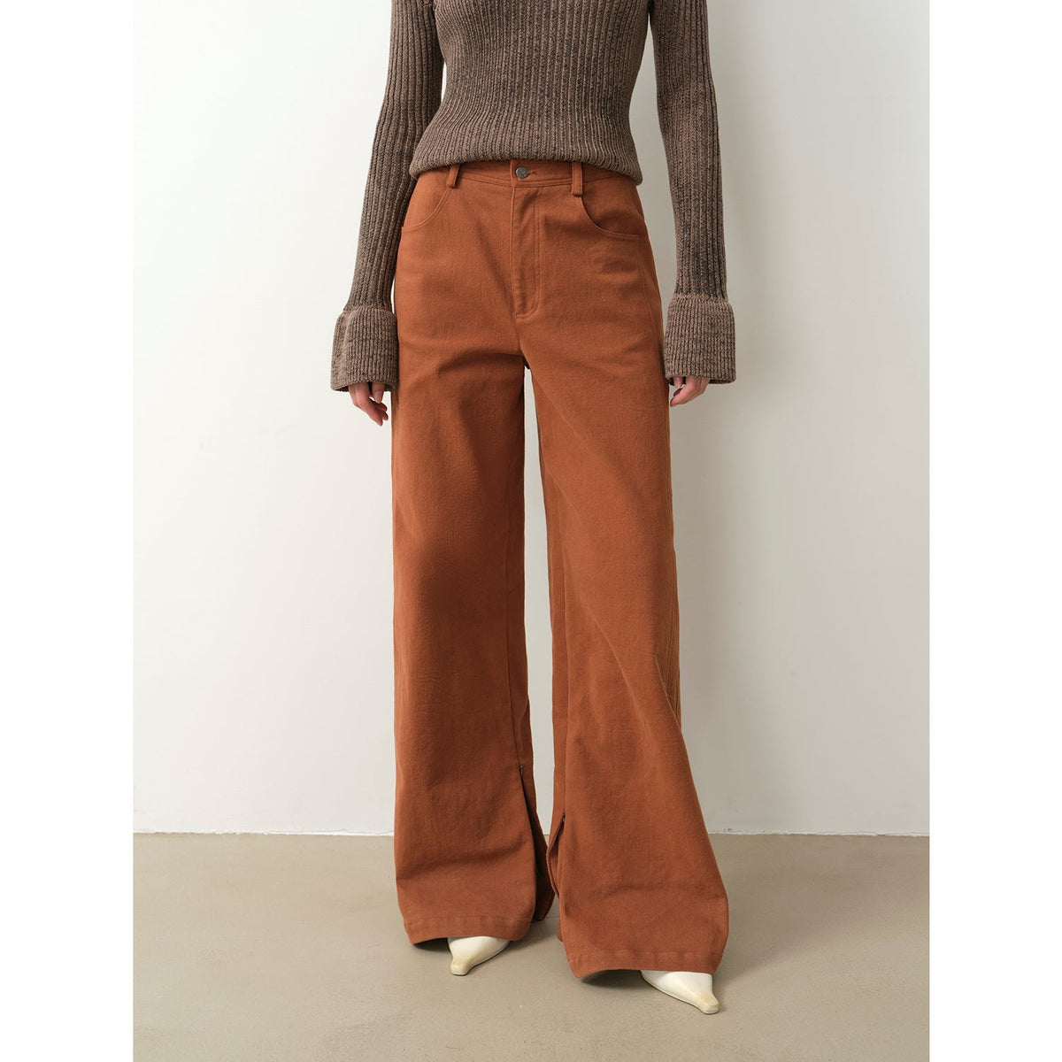"Mid-Autumn Afternoon" Haute Couture Retro Versatile Straight-Leg Slightly Flared Wide-Leg Casual Pants