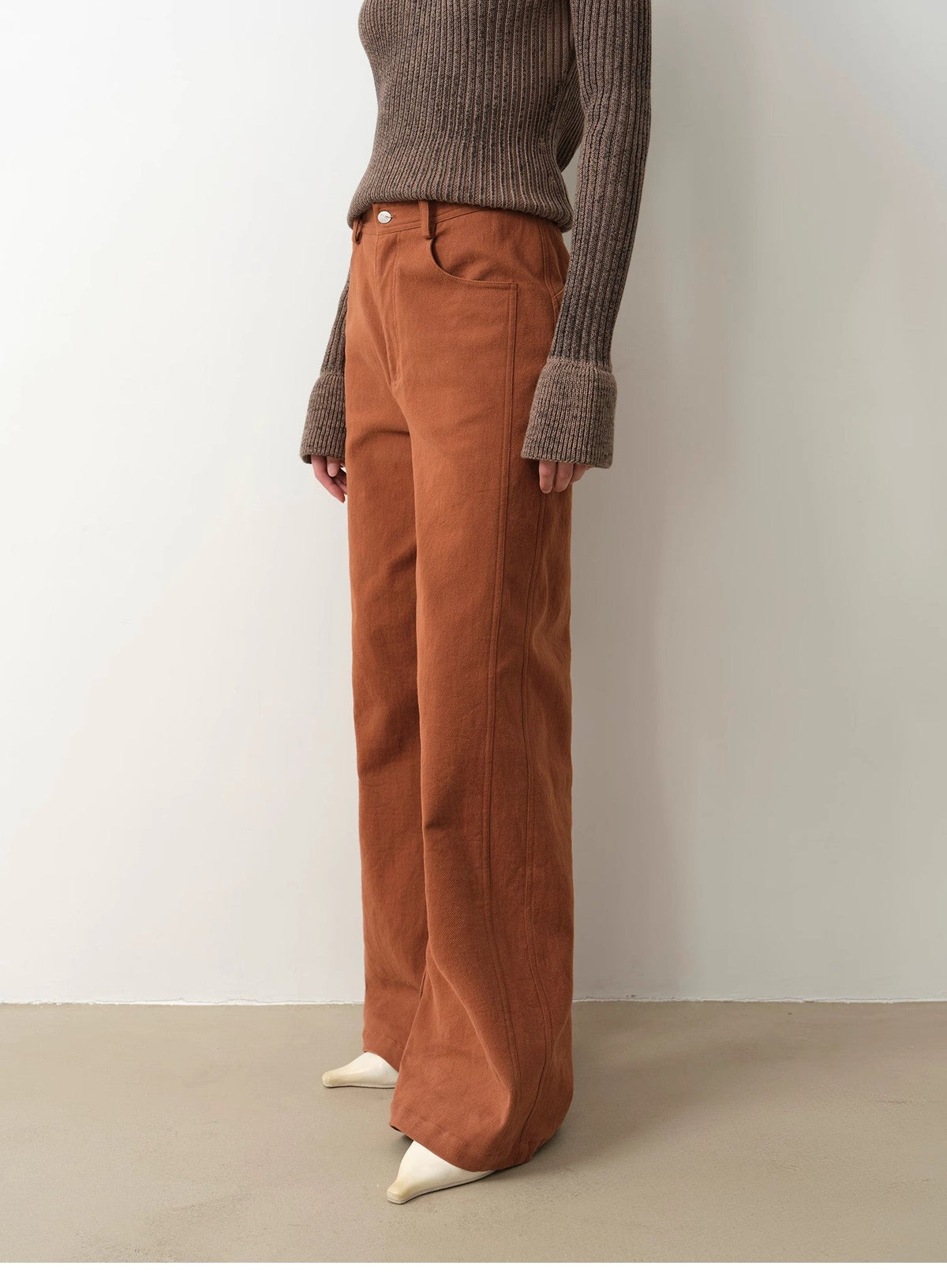 "Mid-Autumn Afternoon" Haute Couture Retro Versatile Straight-Leg Slightly Flared Wide-Leg Casual Pants
