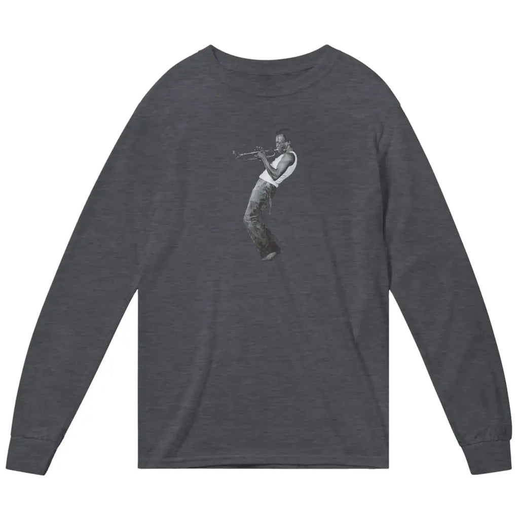 Miles Davis Playing His Trumpet Artwork Long Sleeve Shirt