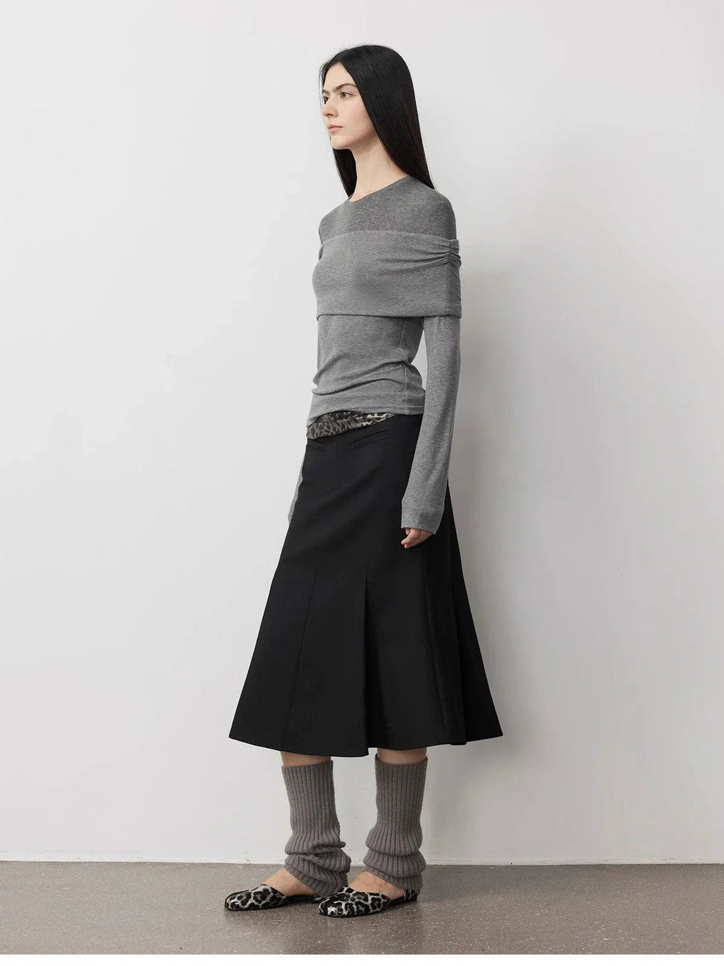 Personalized Layered Tencel Wool Fake Two-Piece Splicing One-Shoulder Versatile Knitted Top"Modern Tricks"
