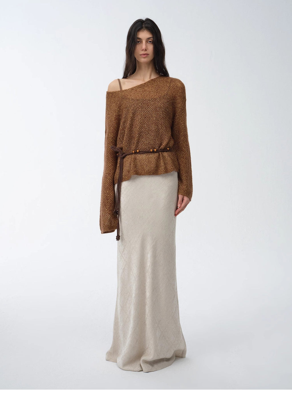 Mohair Sequin Knit Blended Hollow Oversized Sweater Loose O-Neck Top Long Sleeve,"Sparkling Spring"
