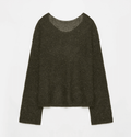 Mohair Sequin Knit Blended Hollow Oversized Sweater Loose O-Neck Top Long Sleeve,"Sparkling Spring"
