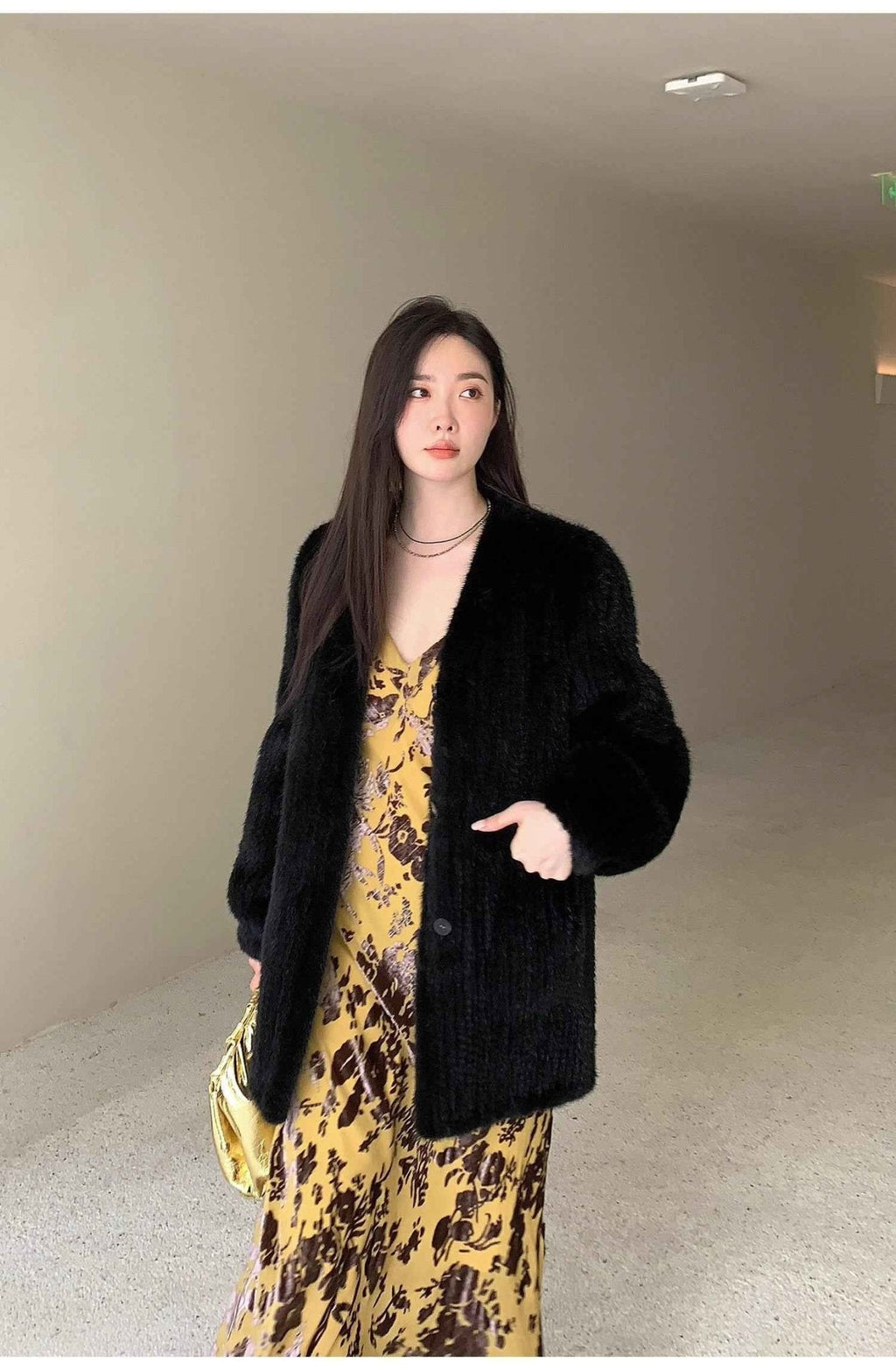 "Moon Serenade" High-Luxury Imported Velvet Mink Woven Fur Coat Mid-Length Mink Coat (Handmade)