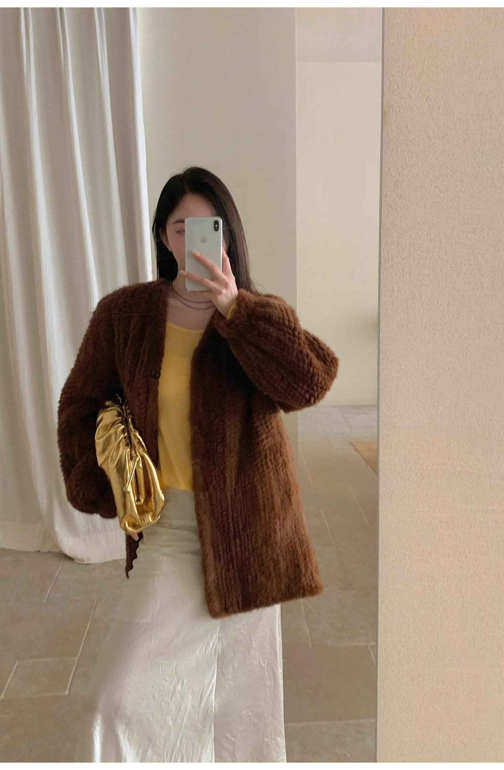 "Moon Serenade" High-Luxury Imported Velvet Mink Woven Fur Coat Mid-Length Mink Coat (Handmade)