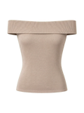 Camiseta de verano para mujer de punto, elegante, sin tirantes, de un solo hombro, multicolor y con mezcla de seda de morera