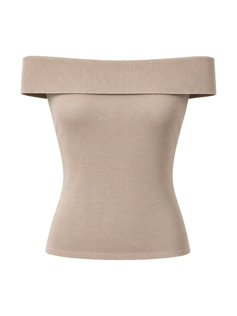 Elegancki, wielokolorowy damski top letni na jedno ramię z dzianiny z domieszką jedwabiu morwowego
