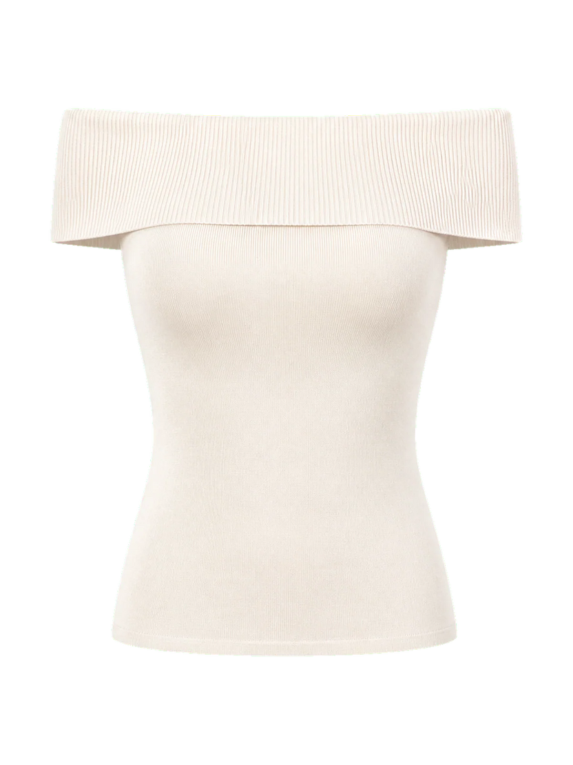 Elegancki, wielokolorowy damski top letni na jedno ramię z dzianiny z domieszką jedwabiu morwowego