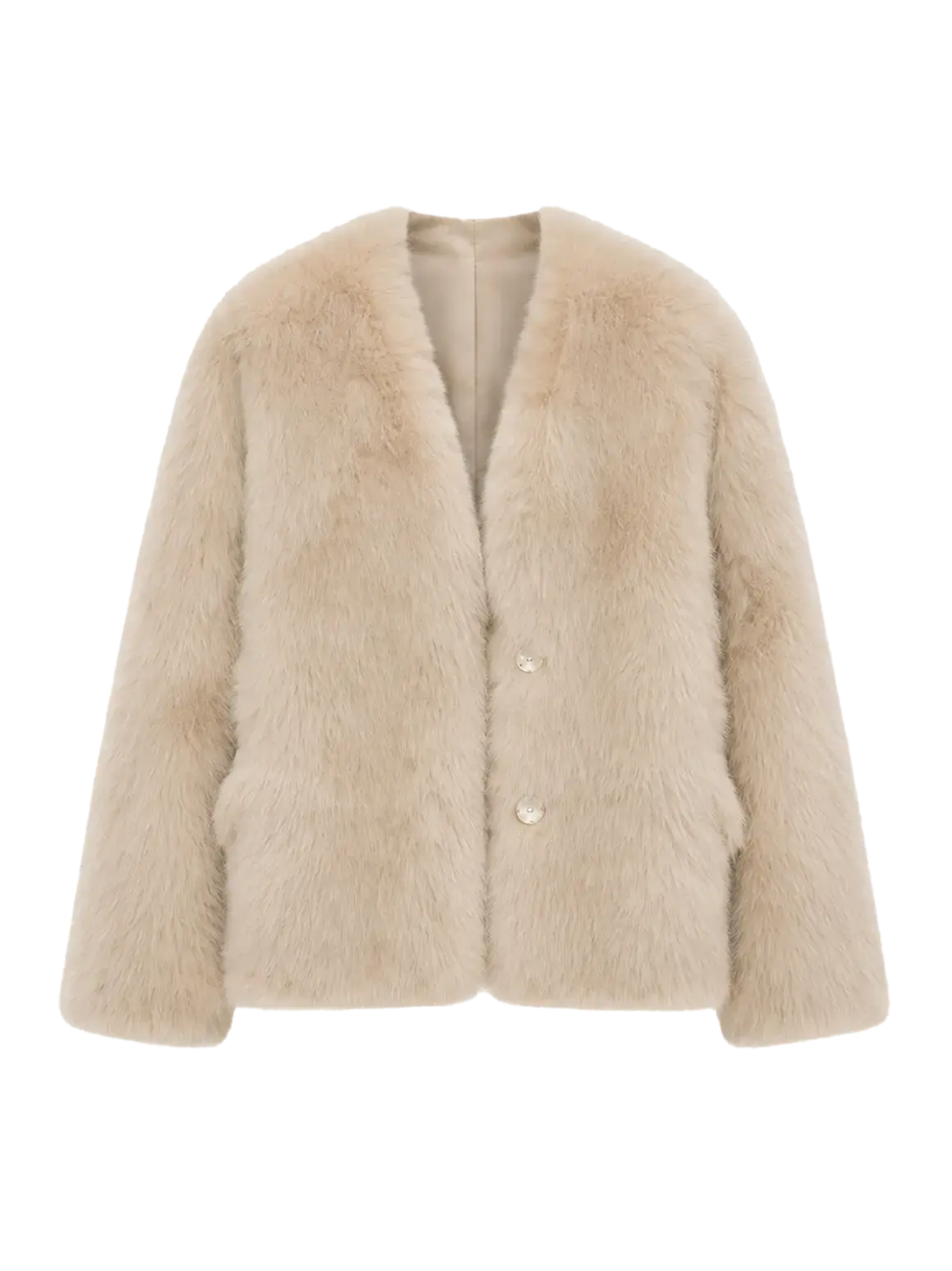 Abrigo de piel de cordero Toscana importado para mujer, con cuello en V y efecto rejuvenecedor, "Noche en París"