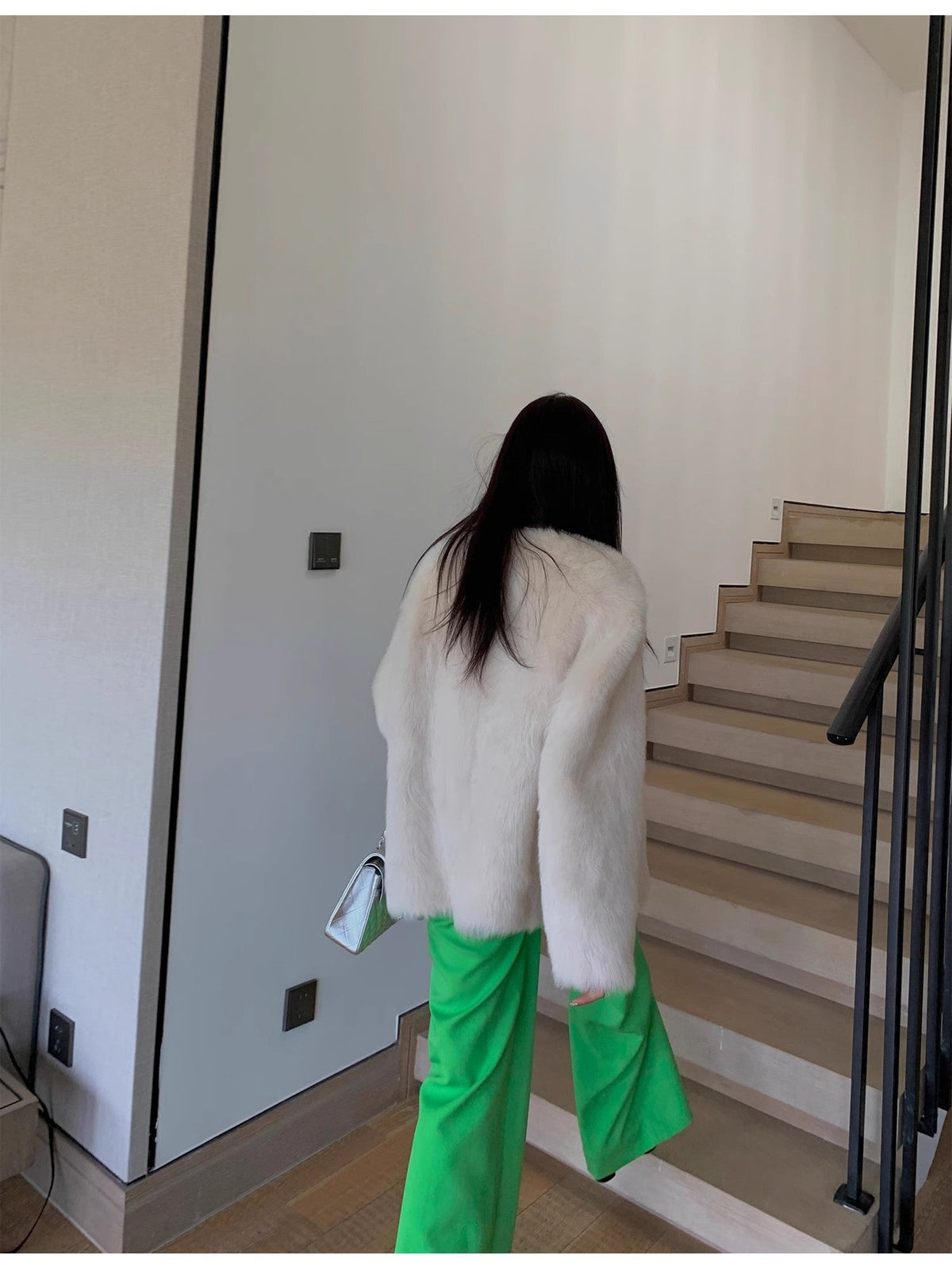 "Night in Paris" Imported Toscana Shearing Women's V-Neck Age-Reducing Lamb Fur Coat