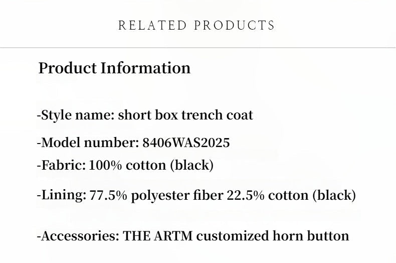 "Night Messenger" Anti-Wrinkle Waterproof Large Lapel Short Straight Box Windbreaker for Women