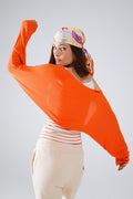 Orange Fine Knit Bolero Cardigan