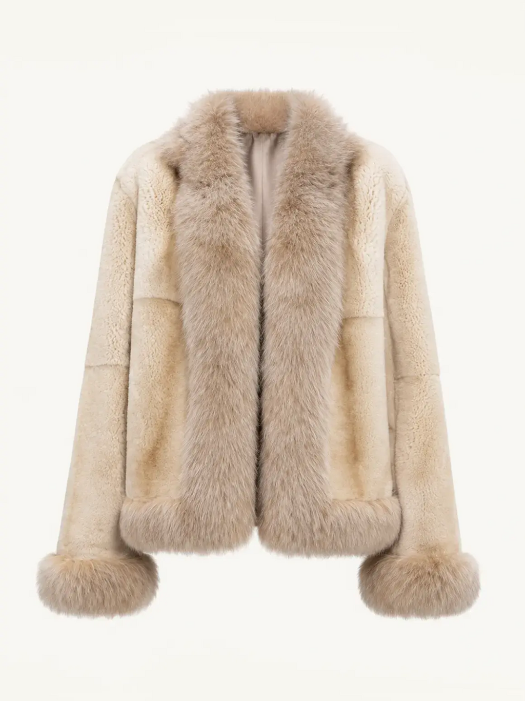 Paris Pictorial Vintage Two-Tone Fox Fur Collar Soft Otter Fur Jacket