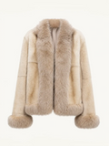 Paris Pictorial Vintage Two-Tone Fox Fur Collar Soft Otter Fur Jacket