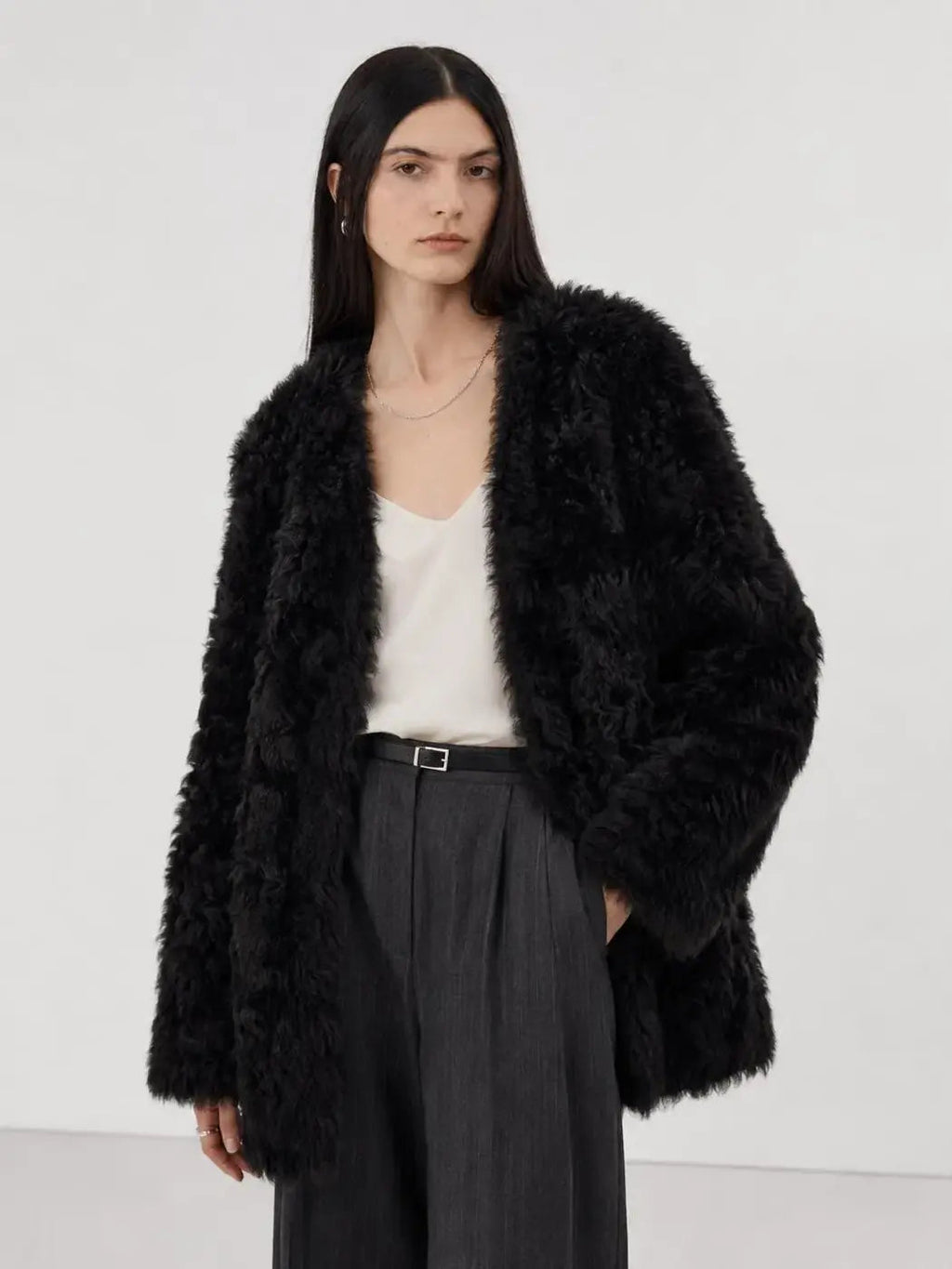 Fireladyfur Women's Tuscan Sheepskin Winter Coat“Peach Oolong”
